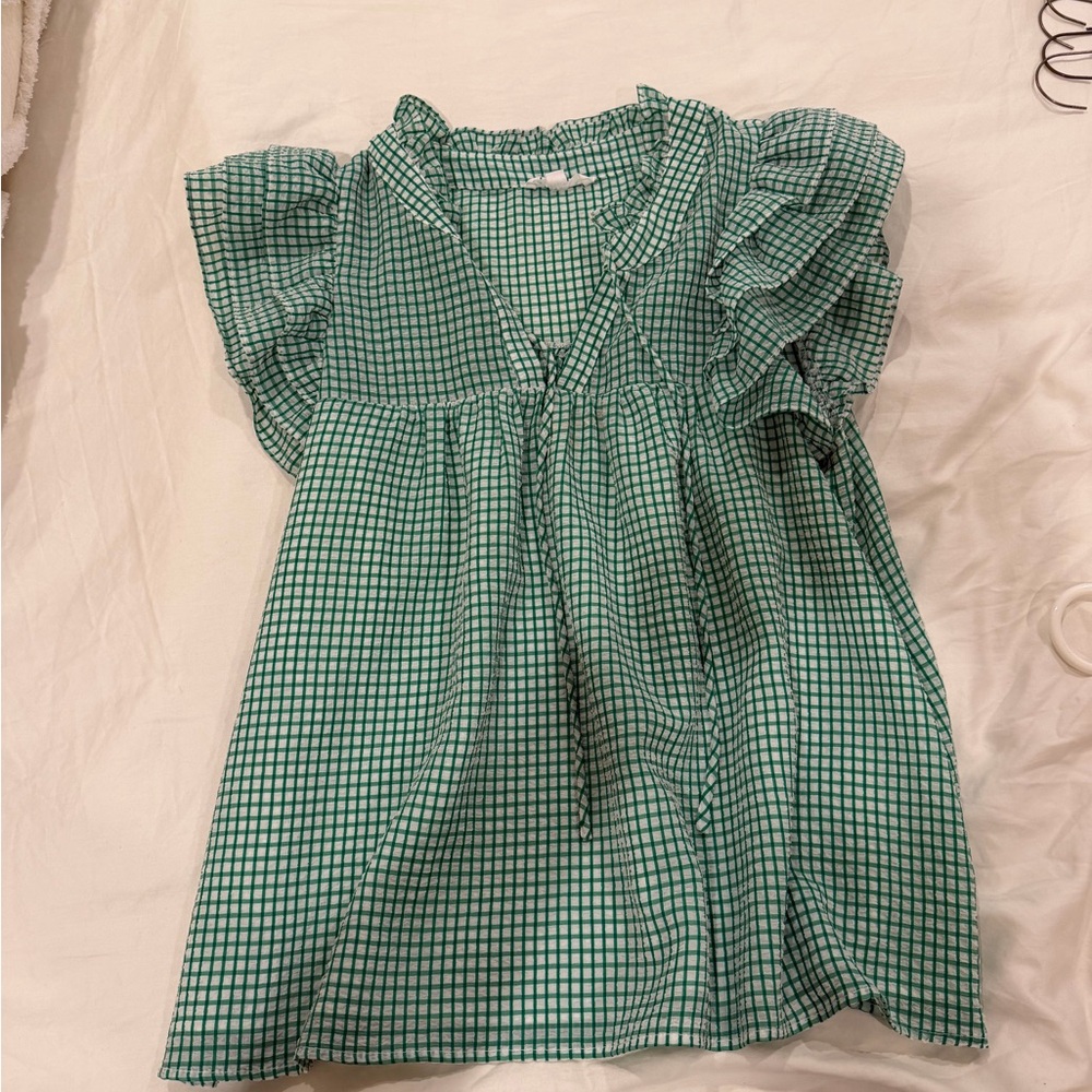 THML Green Checkered Blouse